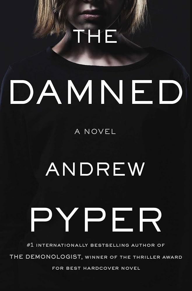 Cover for "The Damned" that shows a women with short hair dressed in all black