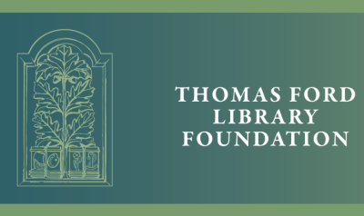 Thomas Ford Library Foundation with illustrated window and plants