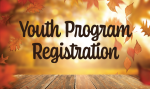Youth Program Registration on background of fall leaves.