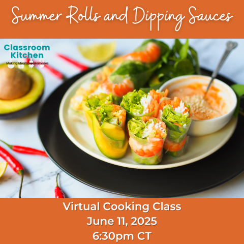 Rolls filled with vegetables next to a small bowl with an orange sauce in it.