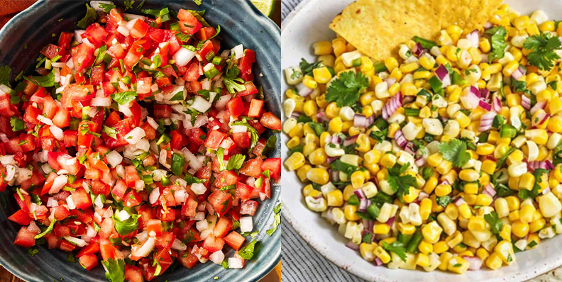 pico de gallo and corn salsa