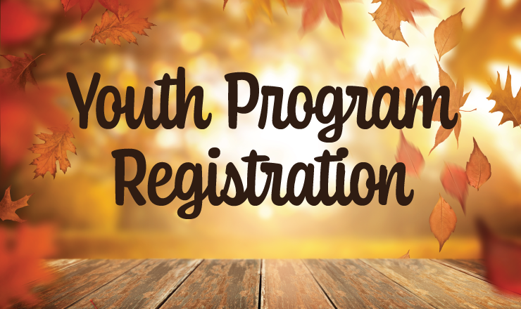Youth Program Registration on background of fall leaves.