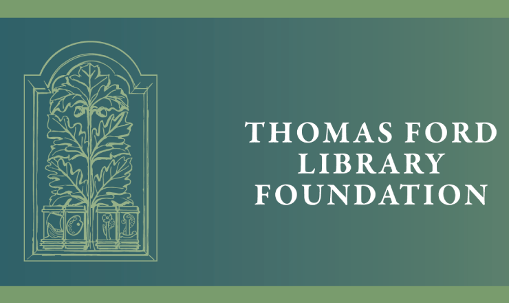 Thomas Ford Library Foundation with illustrated window and plants